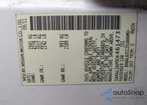 2012 Nissan Altima 2.5 S z USA, uszkodzony, nr VIN 1N4AL2AP0CN461473